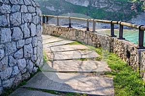 Path on the coastline of the Cantabrian Sea in Santander, Spain