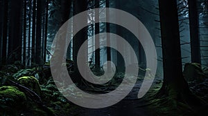 Path in a dark and scary forest