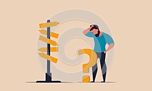 Path direction with choose career way and decision business choice sign. Future exit and occupation vector illustration concept.