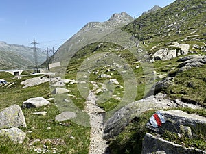 The Path of Energy der Pfad der Energie in the Gotthard wind farm or Windpark St. Gotthard and in the alpine mountainous