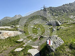 The Path of Energy der Pfad der Energie in the Gotthard wind farm or Windpark St. Gotthard and in the alpine mountainous