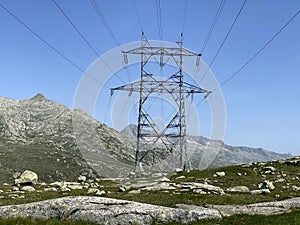 The Path of Energy der Pfad der Energie in the Gotthard wind farm or Windpark St. Gotthard and in the alpine mountainous