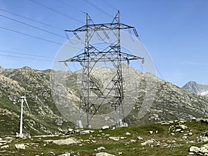 The Path of Energy der Pfad der Energie in the Gotthard wind farm or Windpark St. Gotthard and in the alpine mountainous