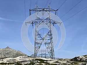 The Path of Energy der Pfad der Energie in the Gotthard wind farm or Windpark St. Gotthard and in the alpine mountainous