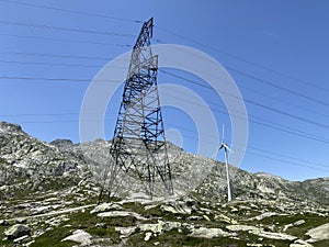 The Path of Energy der Pfad der Energie in the Gotthard wind farm or Windpark St. Gotthard and in the alpine mountainous