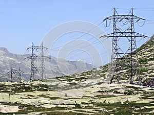 The Path of Energy der Pfad der Energie in the Gotthard wind farm or Windpark St. Gotthard and in the alpine mountainous