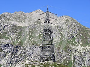 The Path of Energy der Pfad der Energie in the Gotthard wind farm or Windpark St. Gotthard and in the alpine mountainous