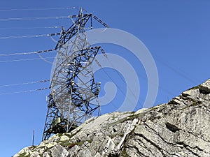 The Path of Energy der Pfad der Energie in the Gotthard wind farm or Windpark St. Gotthard and in the alpine mountainous area