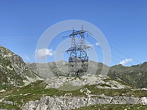 The Path of Energy der Pfad der Energie in the Gotthard wind farm or Windpark St. Gotthard and in the alpine mountainous area