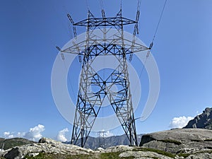 The Path of Energy der Pfad der Energie in the Gotthard wind farm or Windpark St. Gotthard and in the alpine mountainous area