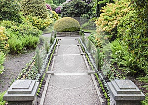 Path through formal garden at Biddulph Grange