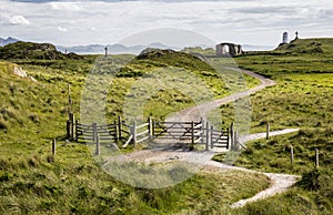 Path and gates on Ynys Llanddwyn, Anglesey, Wales, UK
