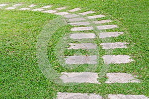 Path on green grass