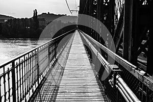 Path on industrial bridge leading to far away