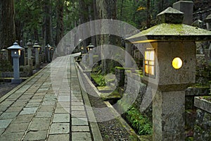 Path through Koyasan Okunoin cemetery, Japan