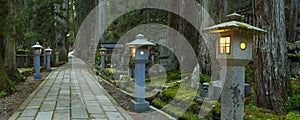 Path through Koyasan Okunoin cemetery, Japan
