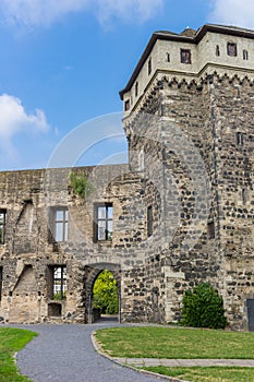 Path leading to the entrance gate of castle Andernach