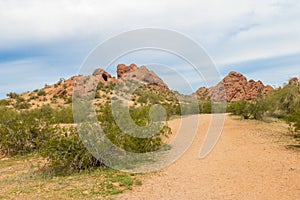 Path leading to the red rock formations in Papago Park