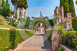 Path leading to Vittoriale degli italiani palace at Gardone Riviera in Italy