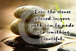 Path in life quote text with zen stones background. Inspirational concept