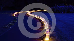 Path of Luminaries Illuminated at Night
