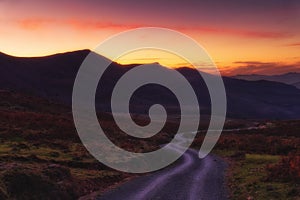 Path in the mountain at evening