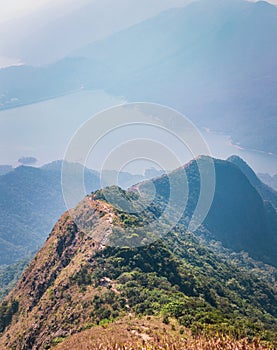 Path on mountain trail, countryside landscape, autumn, nobody, Lantau Island, Hong Kong