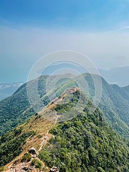 Path on mountain trail, countryside landscape, autumn, nobody, Lantau Island, Hong Kong