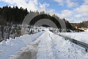 A path through nature covered with snow