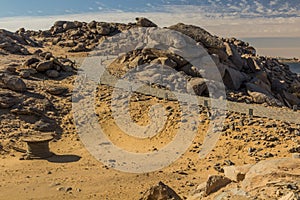 Path near Kalabsha temple on the island in Lake Nasser, Egy