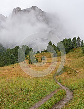 Path near the Puez Odle massif