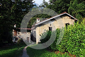 Path and old houses in a rural village