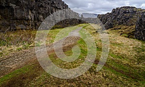 A path in Pingvellir national park, Iceland