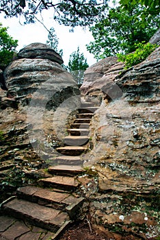 Path in rocks, Garden of the Gods Wilderness, Illinois, USA photo