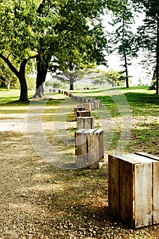 Path Row of Wooden Crates