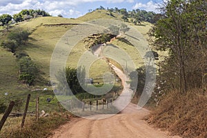 Path in the rural area, where the pilgrims walk along the Path of Faith, Brazil.