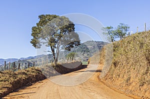 Path in the rural area, where the pilgrims walk along the Path of Faith, Brazil.