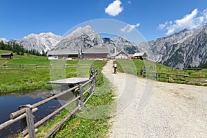 Path through rural mountain landscape in summer, near Walderalm, Austria, Tiro photo