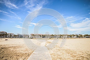 Path in the sand in the beach