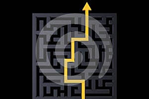 Path showing the direction out of a dark labyrinth