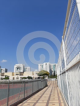 A path between sport fields