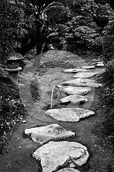 Path of Stepping Stones at the Old Katsura Imperial Villa Garden in Kyoto, Japan