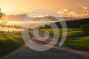 path at sunset in La Galea in Getxo