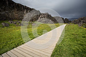 Path in thingvellir national park, Iceland