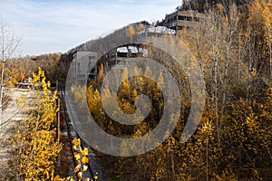 The path to the abandoned industrial buildings