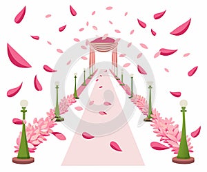 The path to the altar, designed as a ceremonial path that leads to the arch.