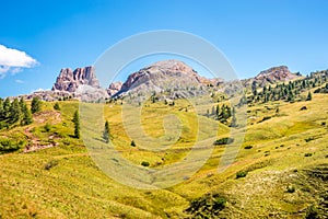 At the Path to Averau Peak in Dolomites - South Tyrol,Italy