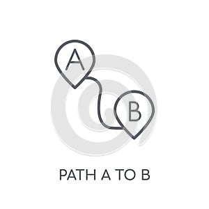 Path A to B linear icon. Modern outline Path A to B logo concept