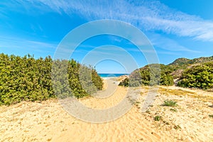 Path to the beach in Cala Pira shoreline photo