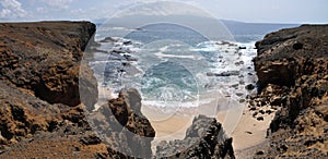 Path to beach in the cliffs